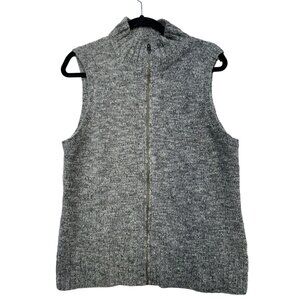 J.Jill Womens  Wool Blend Zip-Up Sleeveless Sweater Vest L Gray